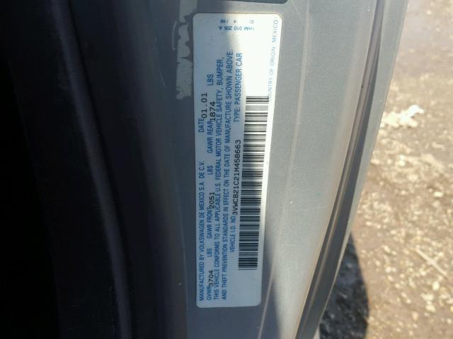 3VWCB21C21M458663 - 2001 VOLKSWAGEN NEW BEETLE 银色 照片 10