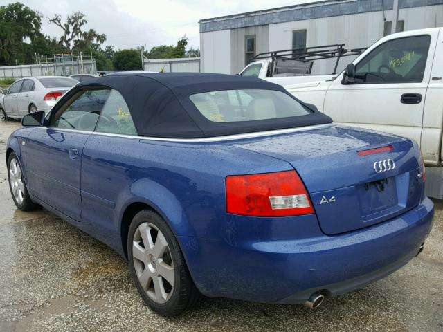 WAUAC48H96K006788 - 2006 AUDI A4 1.8 CAB BLUE photo 3