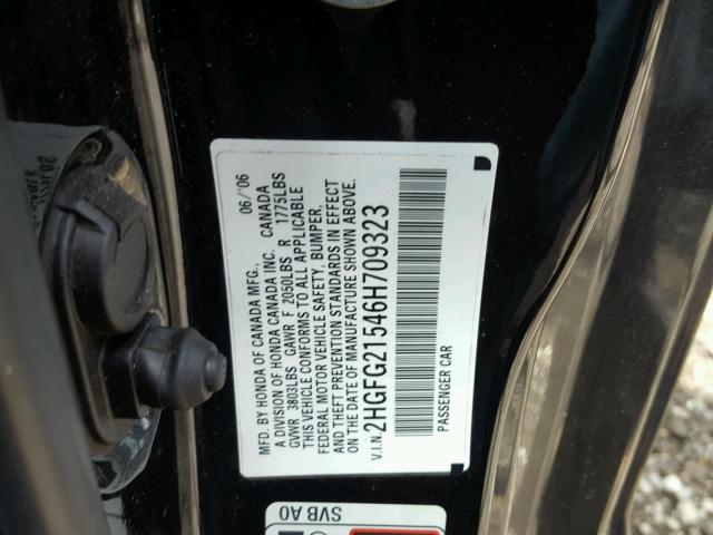 2HGFG21546H709323 - 2006 HONDA CIVIC SI BLACK photo 10