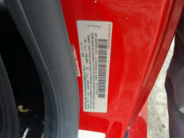 3VWRF31Y58M408673 - 2008 VOLKSWAGEN NEW BEETLE წითელი ფოტო 10