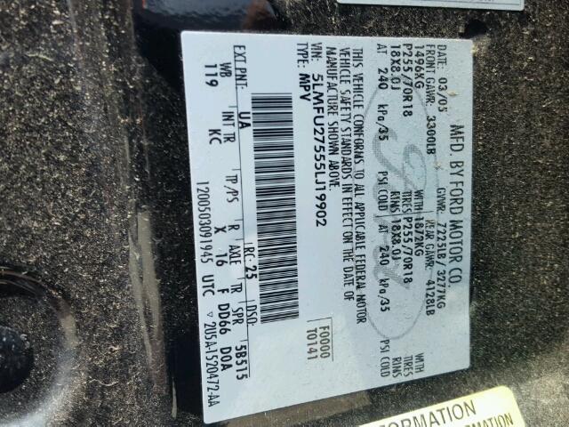 5LMFU27555LJ19902 - 2005 LINCOLN NAVIGATOR BLACK photo 10