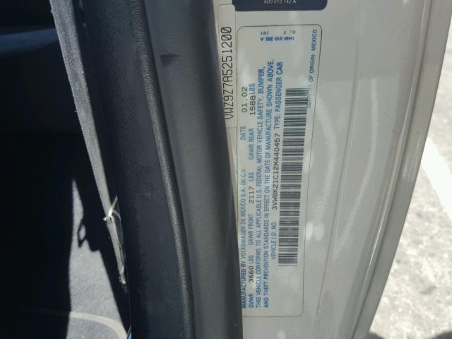 3VWBK21C12M440457 - 2002 VOLKSWAGEN NEW BEETLE თეთრი ფოტო 10