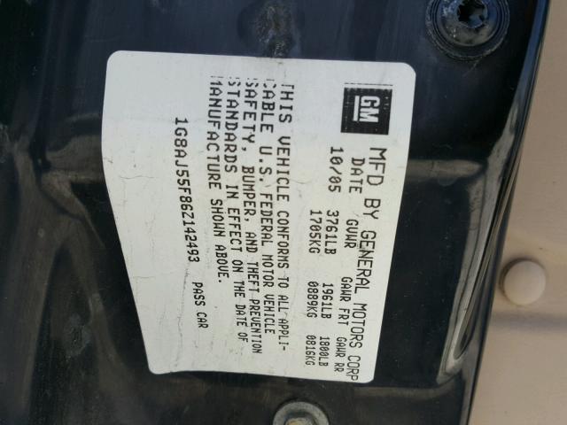 1G8AJ55F86Z142493 - 2006 SATURN ION LEVEL GOLD photo 10