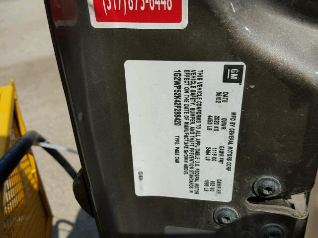 1G2WP52K42F288420 - 2002 PONTIAC GRAND PRIX GRAY photo 10