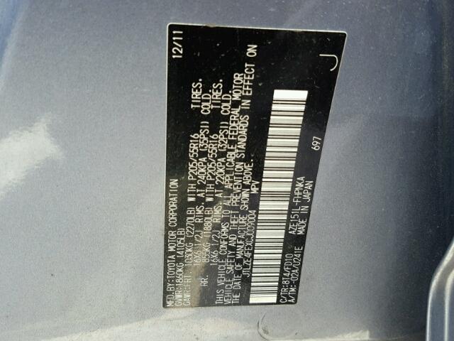 JTLZE4FEXCJ009004 - 2012 TOYOTA SCION XB Mavi foto 10