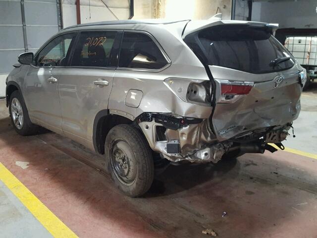 5TDYKRFH2GS133140 - 2016 TOYOTA HIGHLANDER GOLD photo 3