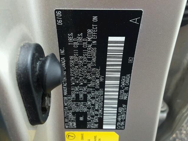 2T2HK31U67C021091 - 2007 LEXUS RX GOLD photo 10