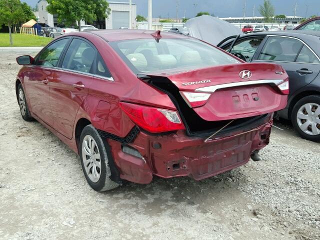 5NPEB4AC4BH277210 - 2011 HYUNDAI SONATA GLS RED photo 3