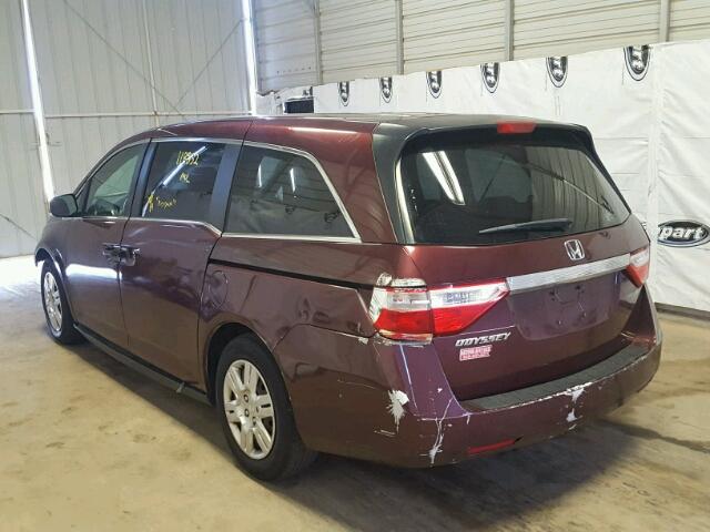 5FNRL5H21CB114807 - 2012 HONDA ODYSSEY LX BURGUNDY photo 3