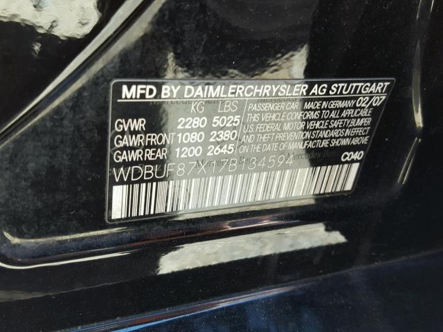 WDBUF87X17B134594 - 2007 MERCEDES-BENZ E 350 4MAT BLACK photo 10