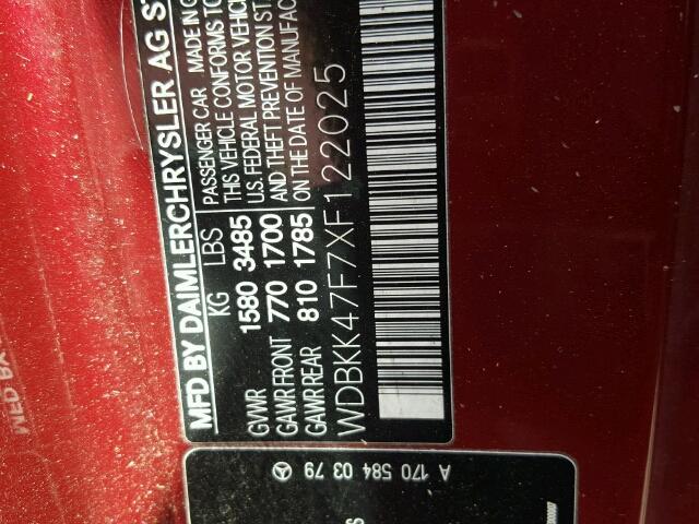 WDBKK47F7XF122025 - 1999 MERCEDES-BENZ SLK 230 KO RED photo 10