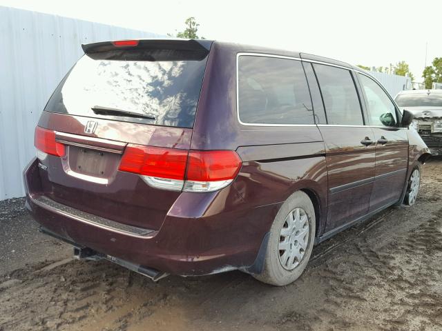 5FNRL38288B056626 - 2008 HONDA ODYSSEY LX MAROON photo 4