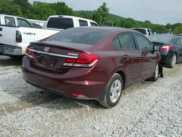 19XFB2F51FE050795 - 2015 HONDA CIVIC LX MAROON photo 4