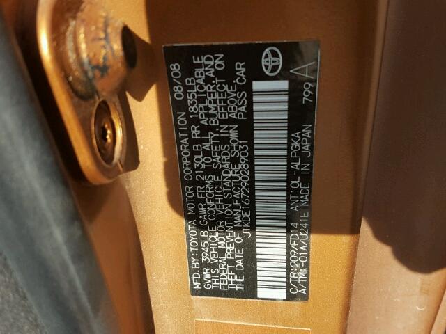 JTKDE167290289031 - 2009 TOYOTA SCION TC 橙色 照片 10