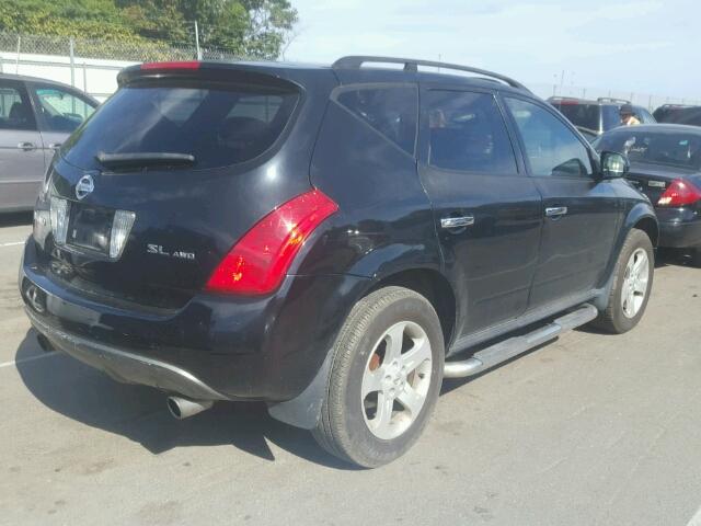 JN8AZ08W74W305330 - 2004 NISSAN MURANO SL BLACK photo 4