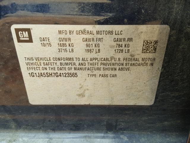 1G1JA5SH7G4123565 - 2016 CHEVROLET SONIC LS 蓝色 照片 10