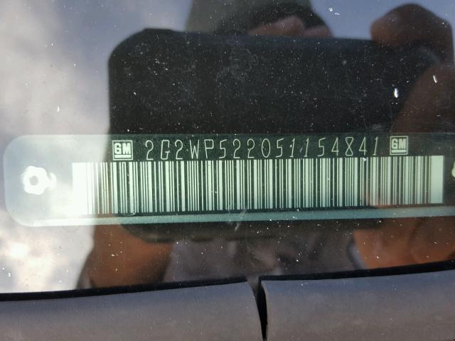 2G2WP522051154841 - 2005 PONTIAC GRAND PRIX SILVER photo 10