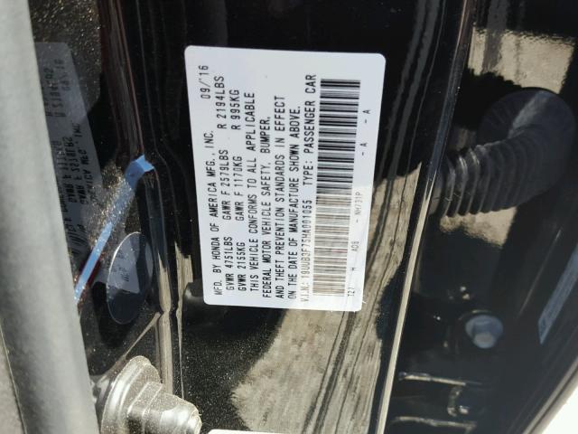 19UUB3F75HA001055 - 2017 ACURA TLX ADVANC BLACK photo 10