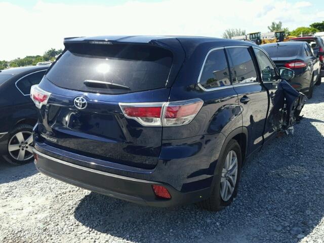 5TDZARFH0GS022559 - 2016 TOYOTA HIGHLANDER BLUE photo 4