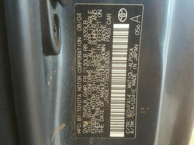 JTKDE177650018336 - 2005 TOYOTA SCION TC 灰色 照片 10