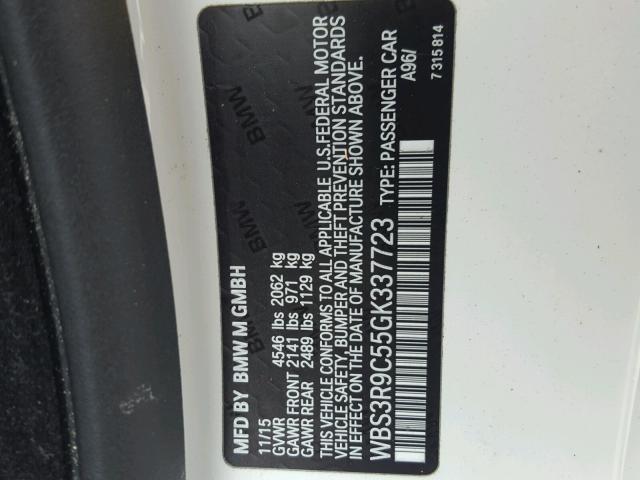 WBS3R9C55GK337723 - 2016 BMW M4 WHITE photo 10