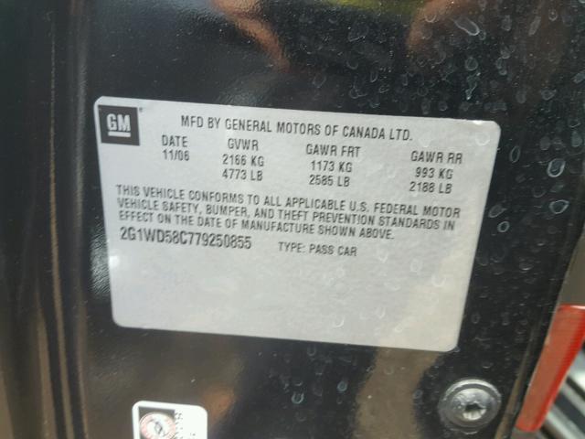 2G1WD58C779250855 - 2007 CHEVROLET IMPALA SUP 黑色 照片 10