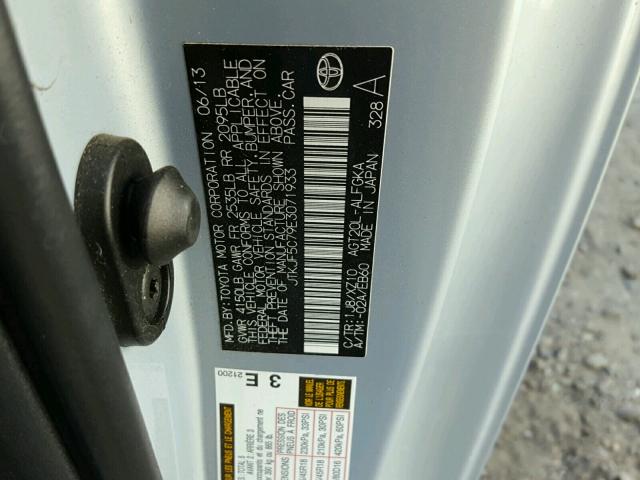 JTKJF5C79E3071933 - 2014 TOYOTA SCION TC 银色 照片 10