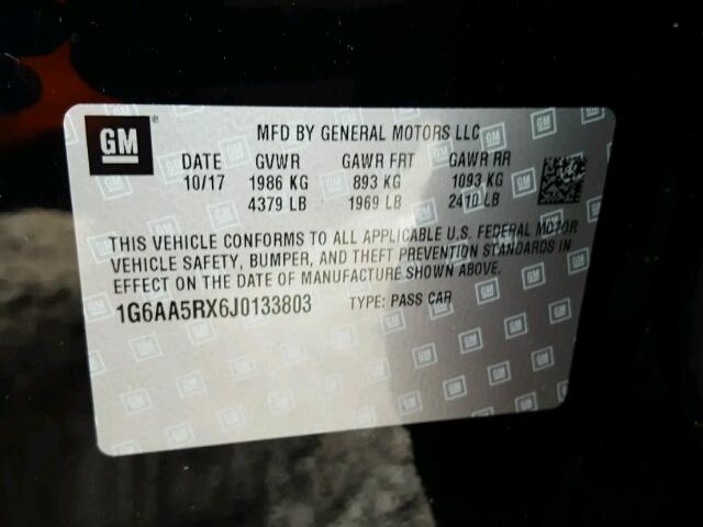 1G6AA5RX6J0133803 - 2018 CADILLAC ATS BLACK photo 10