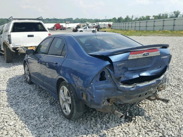 3FAHP0KC5AR338636 - 2010 FORD FUSION SPO BLUE photo 3