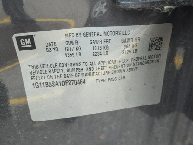 1G11B5SA1DF270464 - 2013 CHEVROLET MALIBU LS Boz foto 10