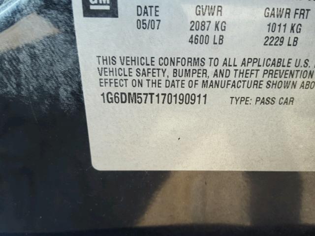 1G6DM57T170190911 - 2007 CADILLAC CTS BLACK photo 10