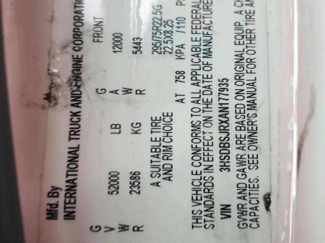 3HSDBSJRXAN177935 - 2010 INTERNATIONAL PROSTAR 白色 照片 10