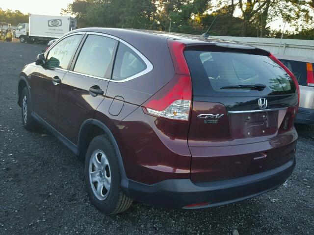 5J6RM3H39CL015251 - 2012 HONDA CR-V LX BURGUNDY photo 3