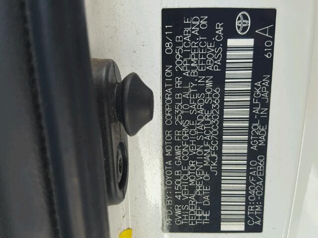 JTKJF5C70C3023606 - 2012 TOYOTA SCION TC 白色 照片 10