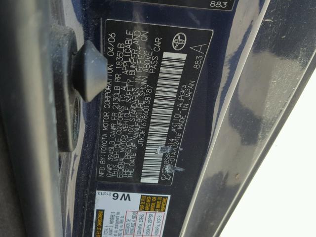 JTKDE167860138187 - 2006 TOYOTA SCION TC 蓝色 照片 10