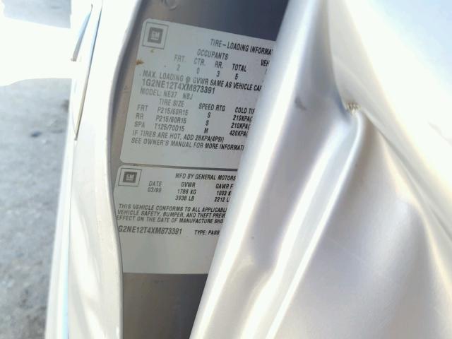 1G2NE12T4XM873391 - 1999 PONTIAC GRAND AM S Gümüş foto 10