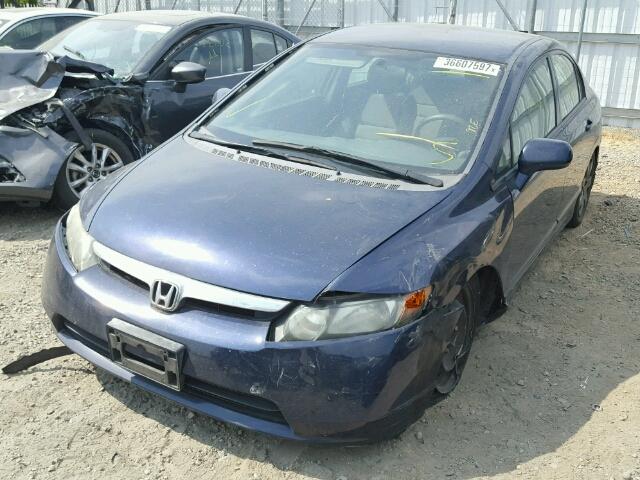 2HGFA16598H533926 - 2008 HONDA CIVIC LX BLUE photo 2