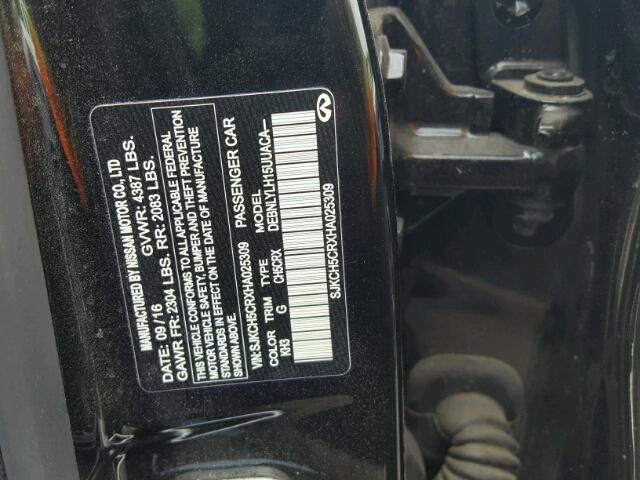 SJKCH5CRXHA025309 - 2017 INFINITI QX30 BASE BLACK photo 10