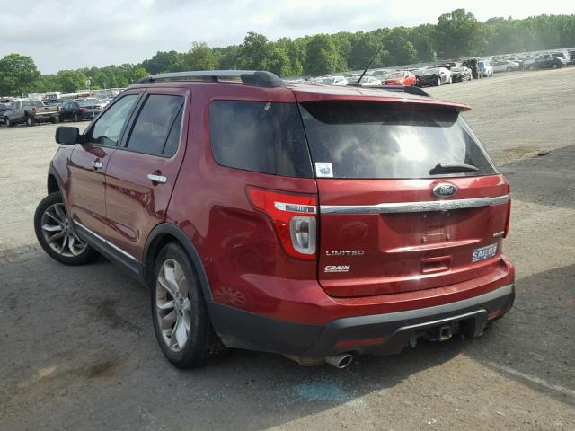 1FM5K7F83EGC20250 - 2014 FORD EXPLORER L RED photo 3