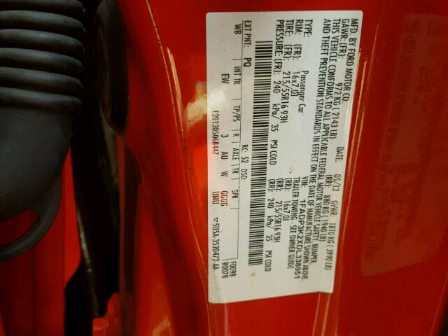 1FADP3K2XDL338951 - 2013 FORD FOCUS SE RED photo 10