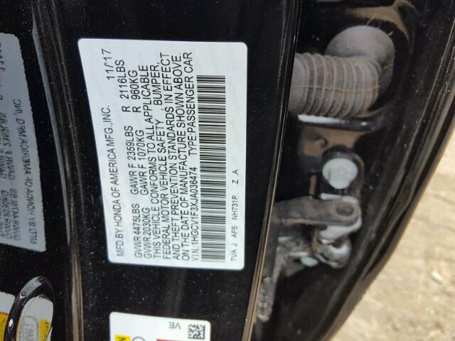 1HGCV1F3XJA036474 - 2018 HONDA ACCORD SPO 黑色 照片 10