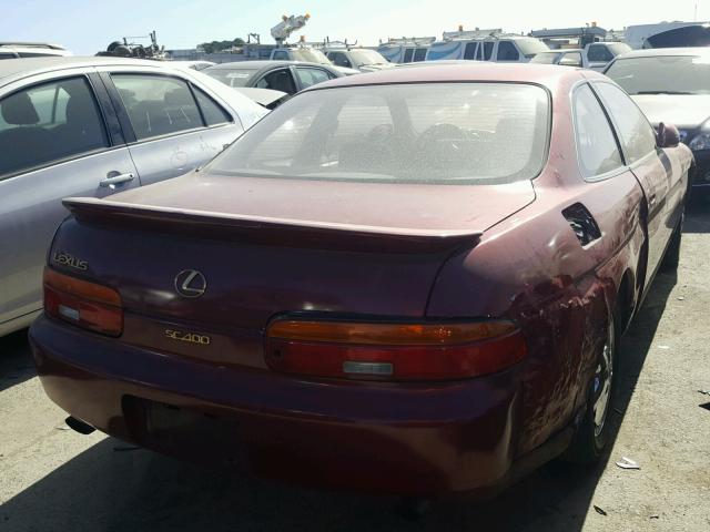 JT8UZ30C5N0014940 - 1992 LEXUS SC 400 RED photo 4