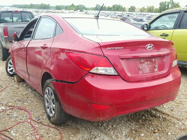 KMHCT4AE4EU665761 - 2014 HYUNDAI ACCENT RED photo 3