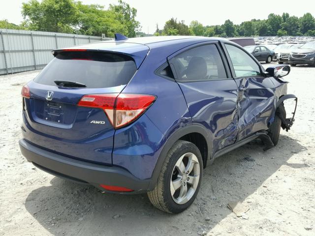 3CZRU6H53GM764554 - 2016 HONDA HR-V EX BLUE photo 4