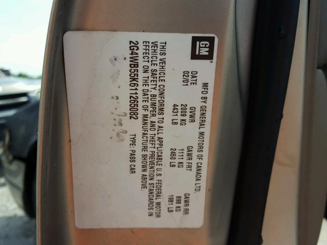 2G4WB55K611265082 - 2001 BUICK REGAL LS 金色 照片 10