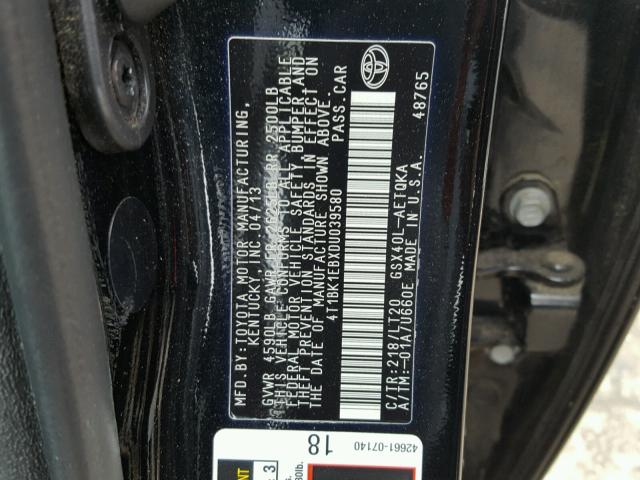 4T1BK1EBXDU039580 - 2013 TOYOTA AVALON BAS Schwarz Foto 10