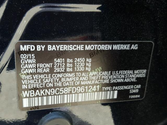 WBAKN9C58FD961241 - 2015 BMW 550 I GRAY photo 10