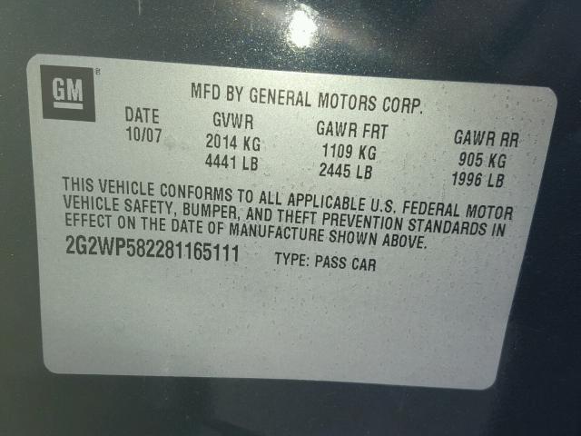 2G2WP582281165111 - 2008 PONTIAC GRAND PRIX Boz foto 10