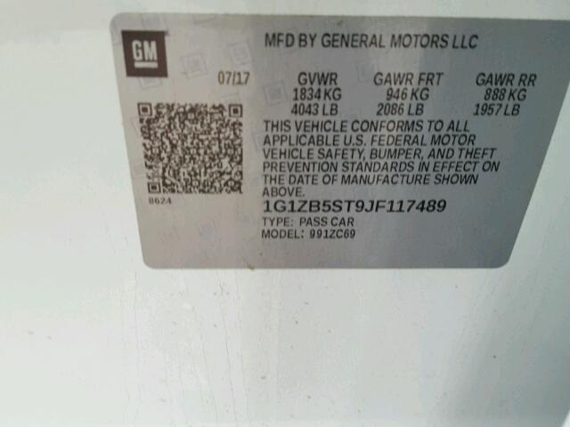 1G1ZB5ST9JF117489 - 2018 CHEVROLET MALIBU LS Ağ foto 10