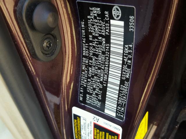 4T1BK3DB4BU432145 - 2011 TOYOTA AVALON BAS MAROON photo 10